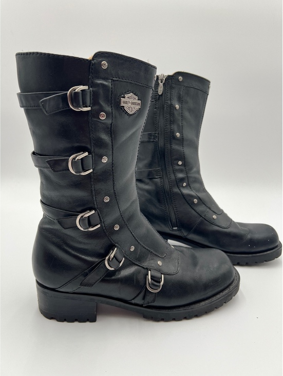 Harley-Davidson Shoes - Harley-Davidson Women’s Black Leather Multi Buckle Moto Boots Size 9 84172